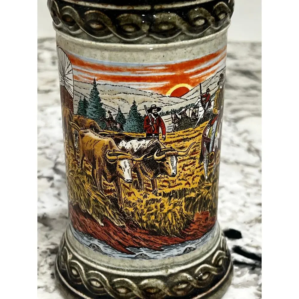 Vintage Gerz West Germany Stein Uncommon Design Cowboy Boot Lid Pioneer Wagon